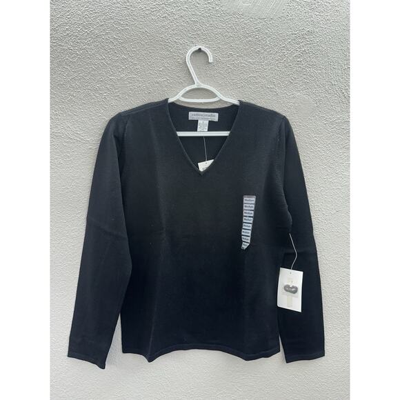 Sutton Studio Bloomingdales Womens Sweater Size Medium Black Merino Wool NWTs - Picture 1 of 11
